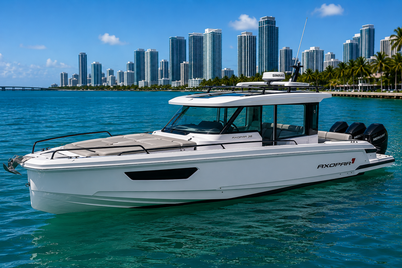Modern yacht near Miami coastline